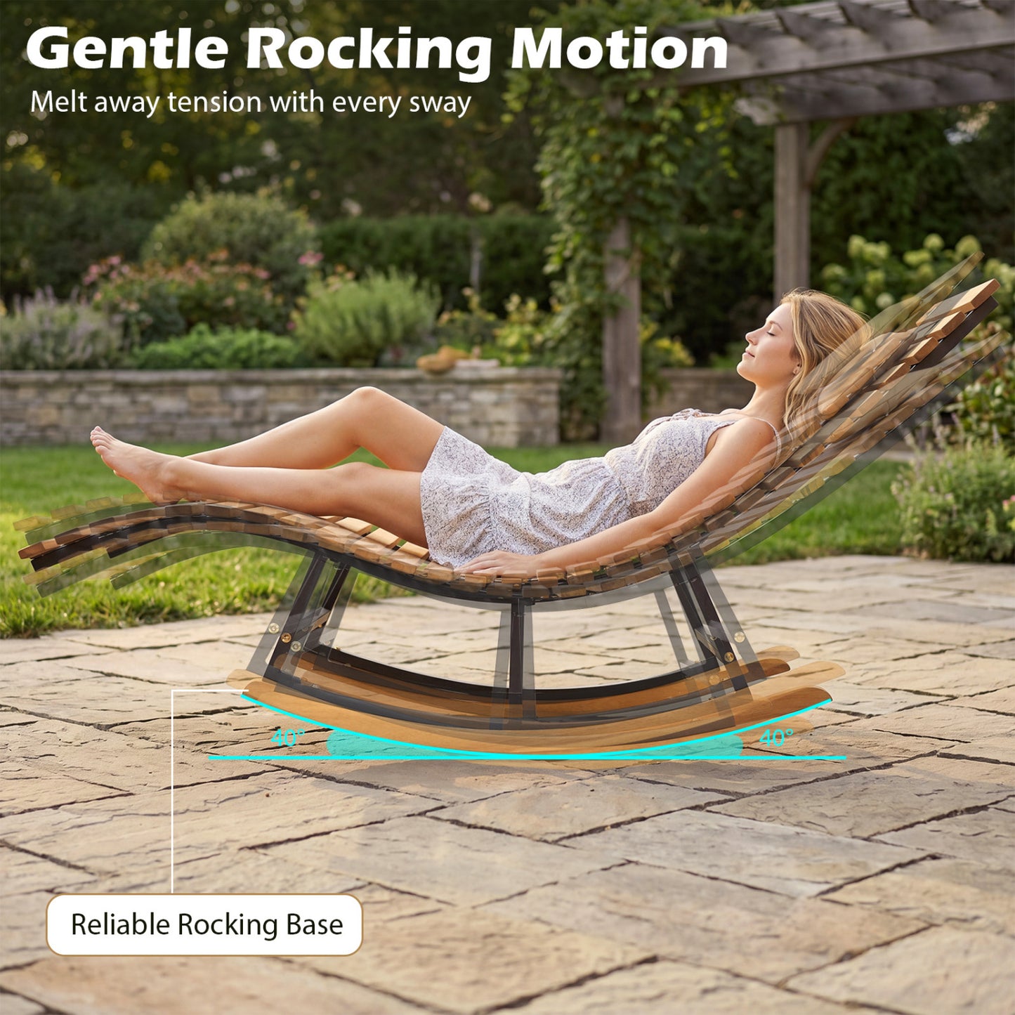 Folding Patio Lounge Chair with Double-Sided Cushion