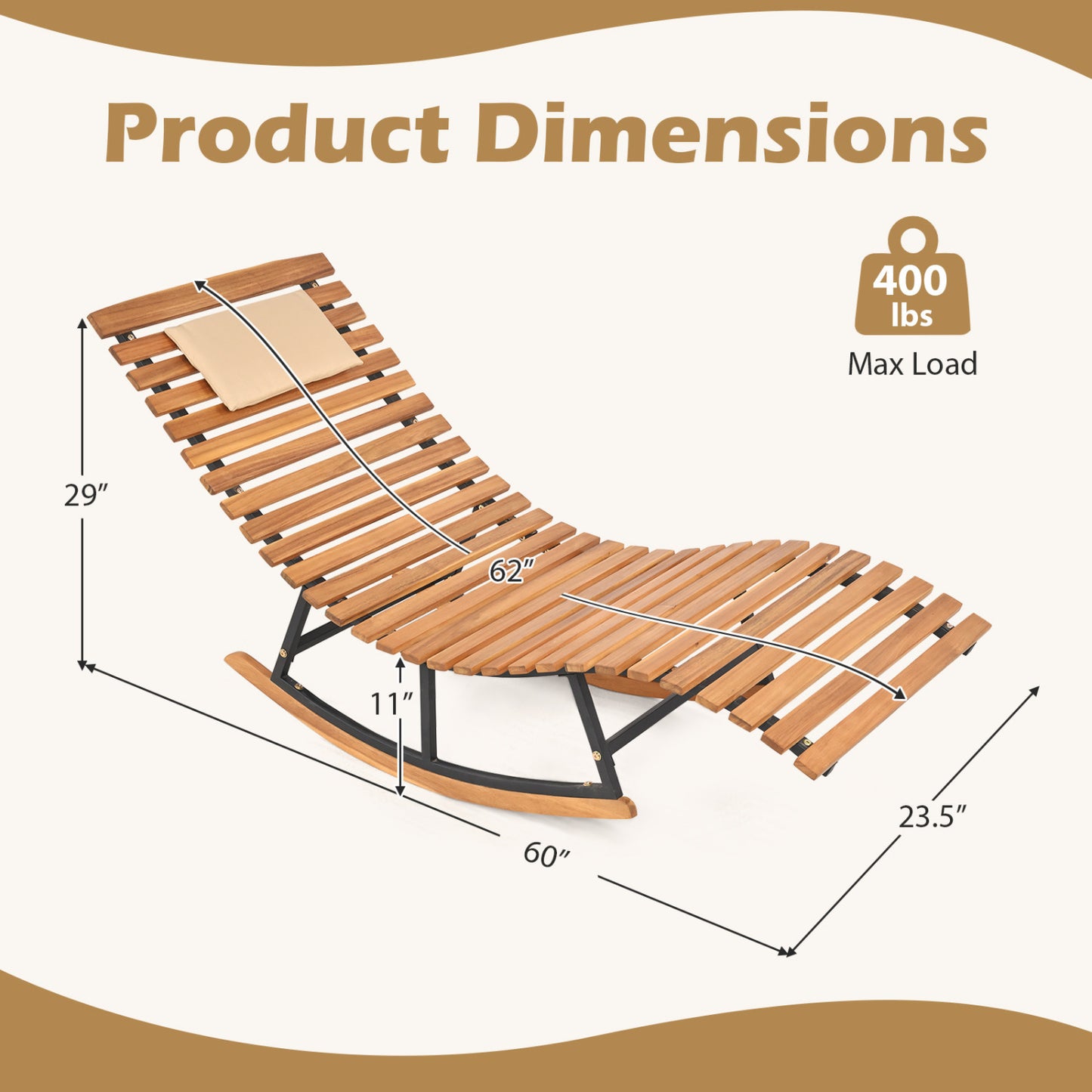 Folding Patio Lounge Chair with Double-Sided Cushion