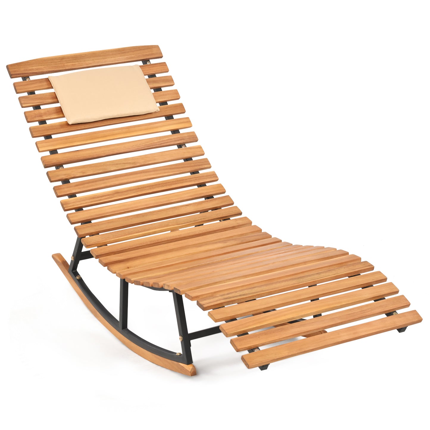 Folding Patio Lounge Chair with Double-Sided Cushion