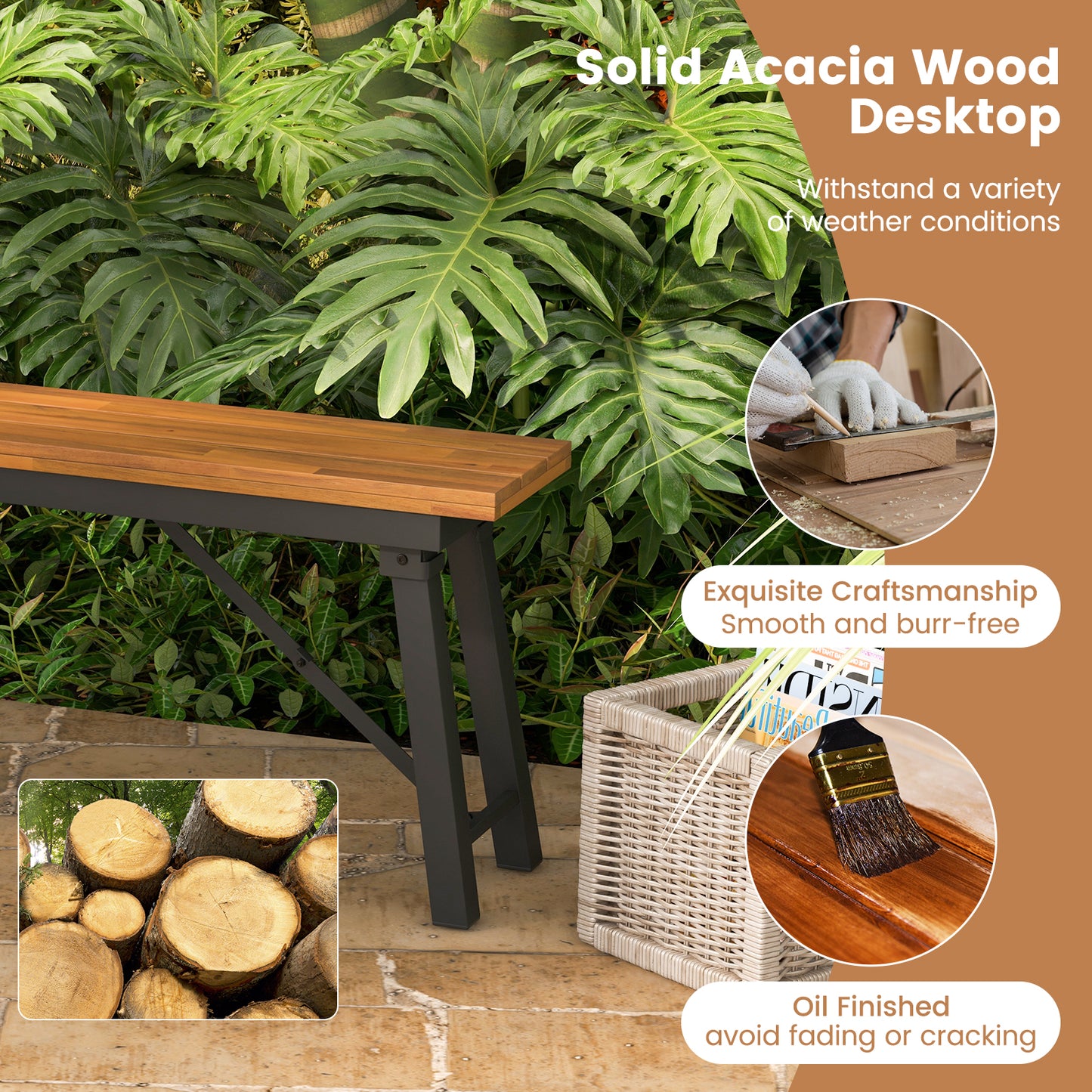Folding Picnic Bench Set - Acacia Wood Outdoor Seating