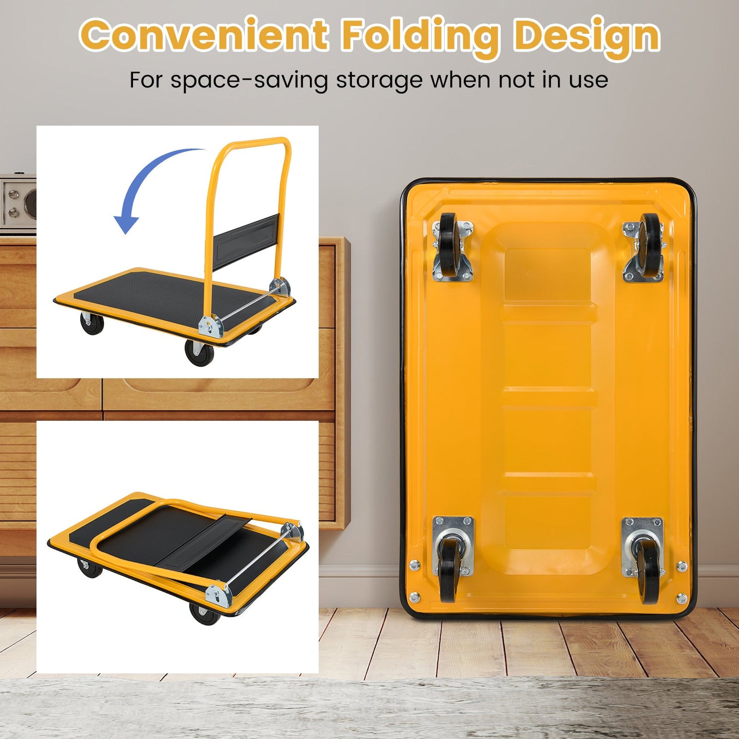 660 Pounds Folding Platform Cart Dolly Hand Truck
