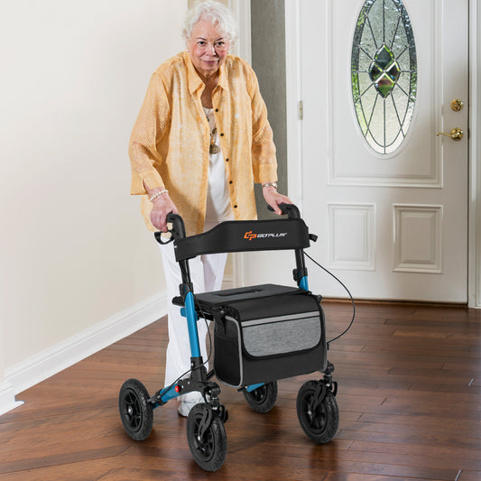 Folding Rollator Walker for Seniors with Seat for All Terrain-Navy