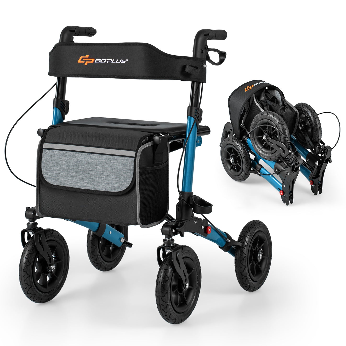 Folding Rollator Walker for Seniors with Seat for All Terrain-Navy