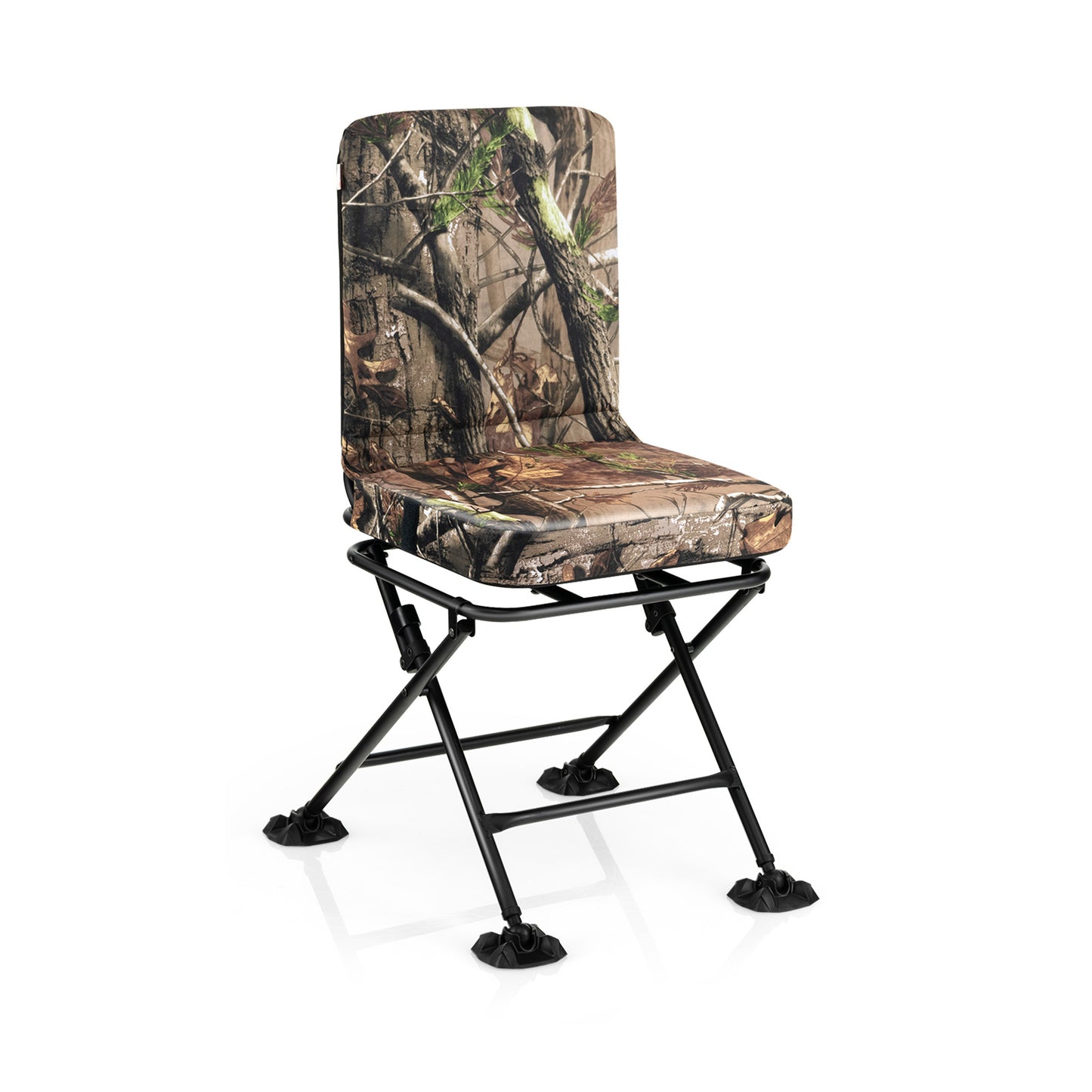Swivel Folding Camping Chair with Padded Cushion - Camouflage