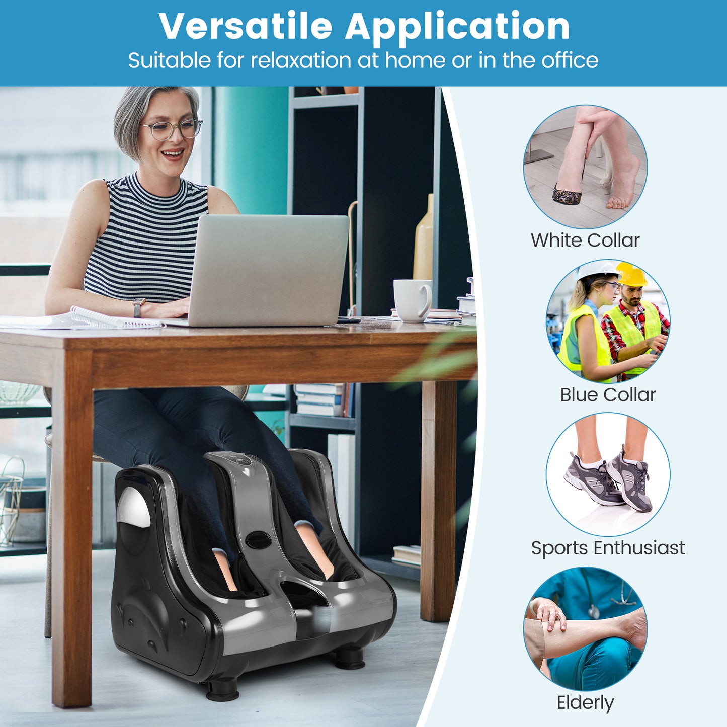 Foot and Calf Massager Shiatsu Foot Massager Machine with Tilt Base-Gray