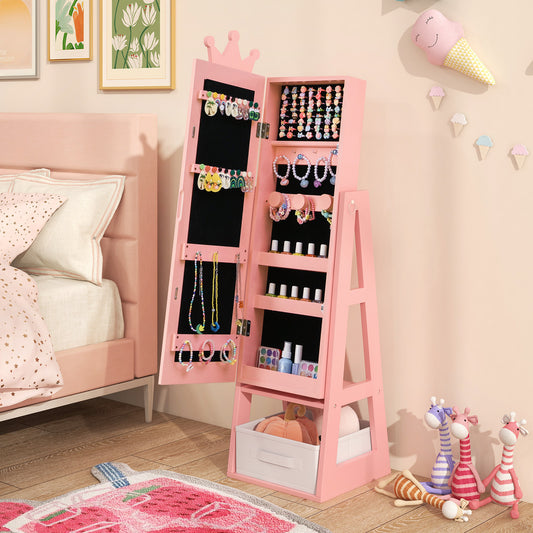 Kids Jewelry Armoire Cabinet with Full Length Mirror