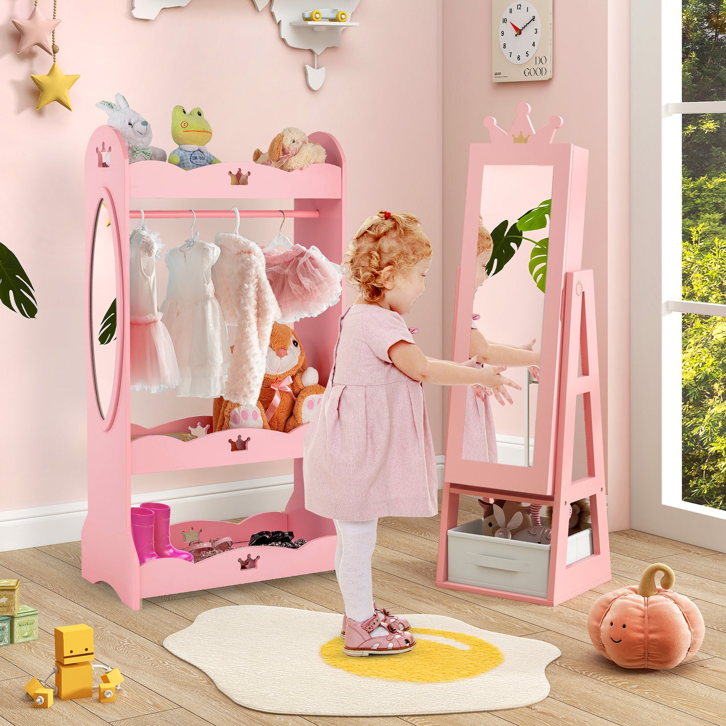 Kids Jewelry Armoire Cabinet with Full Length Mirror
