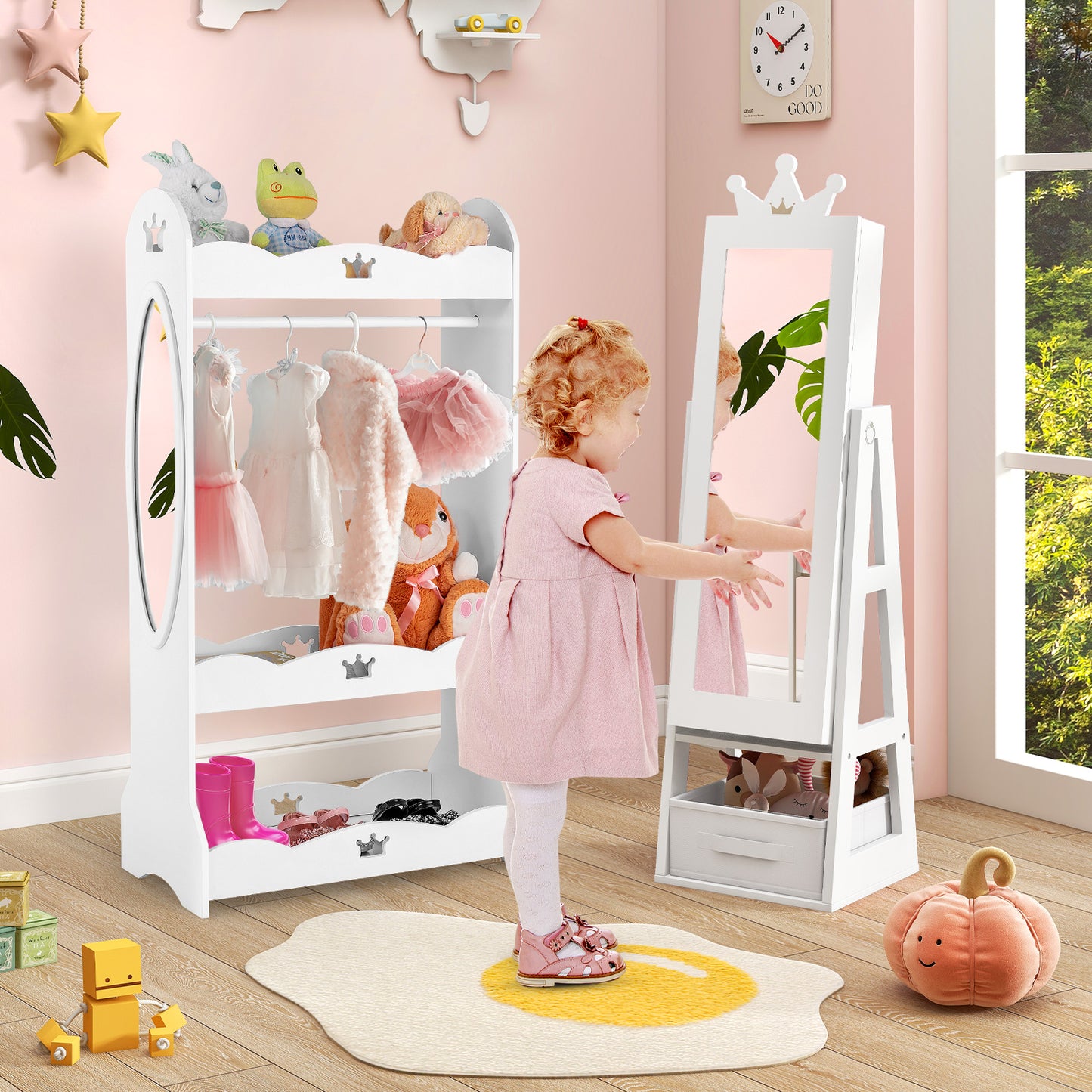 Kids Jewelry Armoire Cabinet with Full Length Mirror