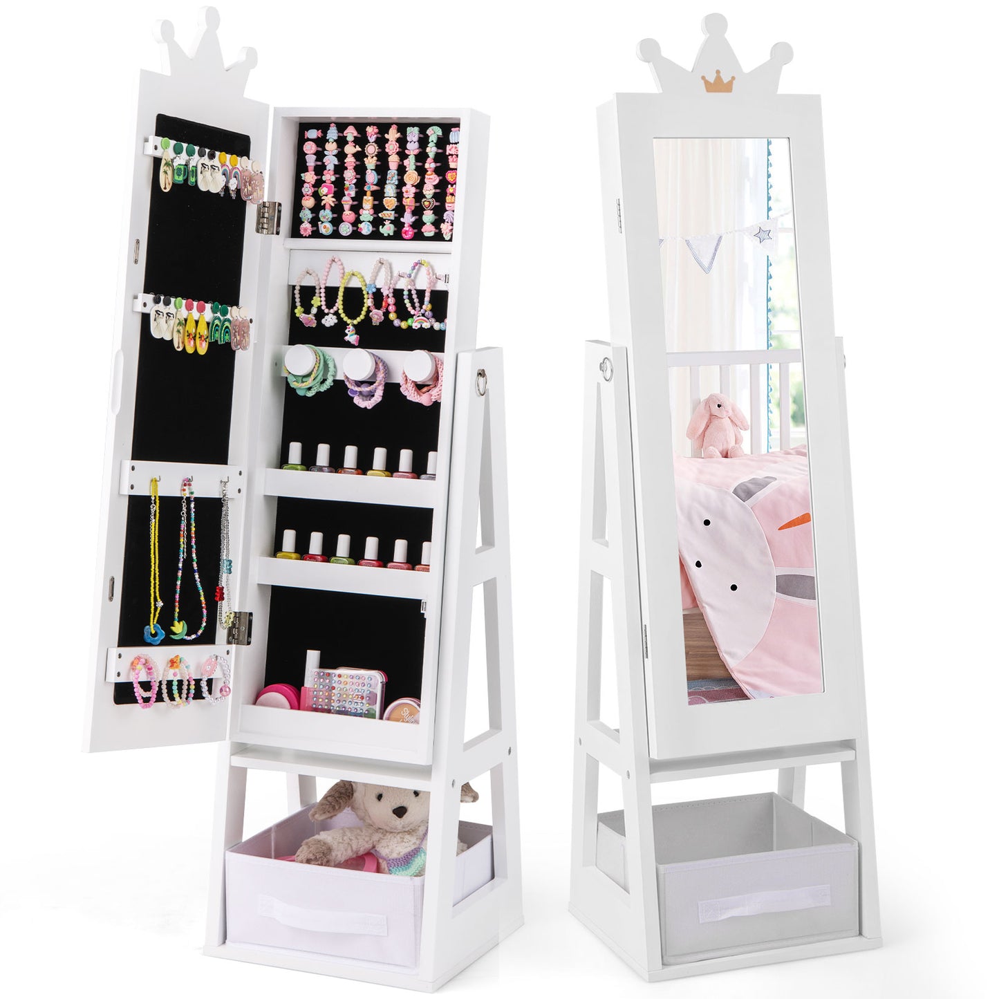 Kids Jewelry Armoire Cabinet with Full Length Mirror
