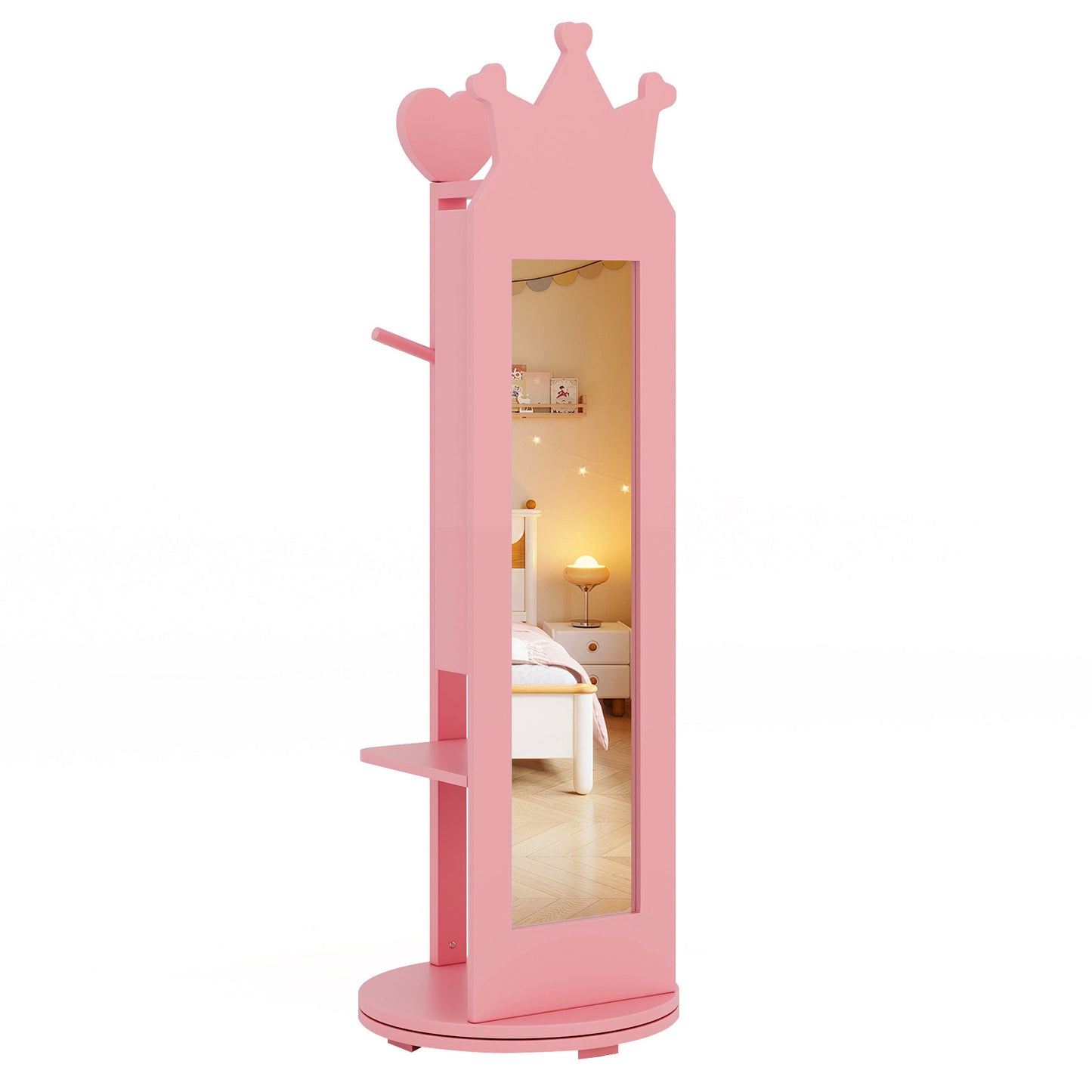 Kids Full Length Mirror Jewelry Armoire Cabinet with Storage