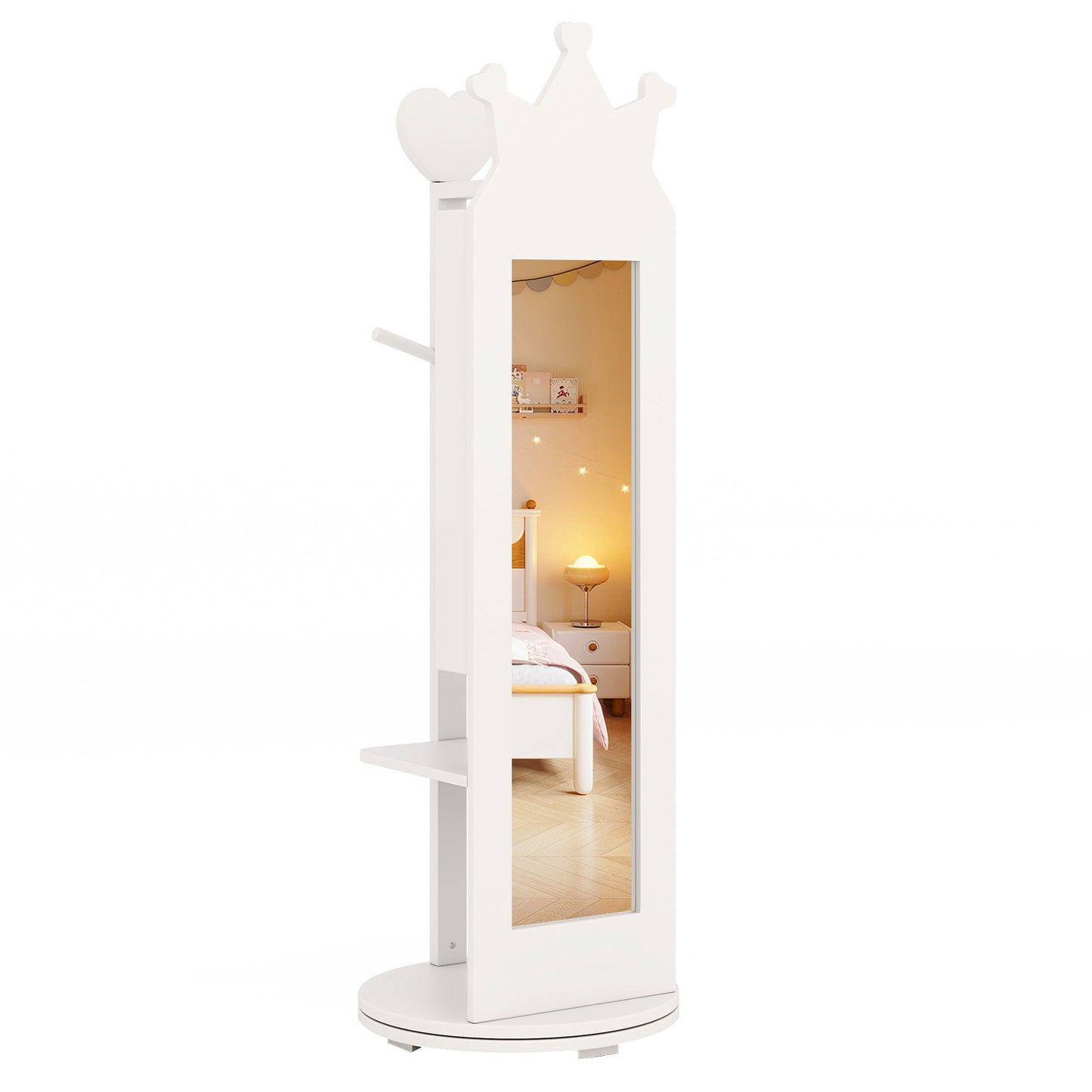 Kids Full Length Mirror Jewelry Armoire Cabinet with Storage