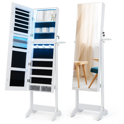 Jewelry Cabinet with Full Length Mirror and LED Lights