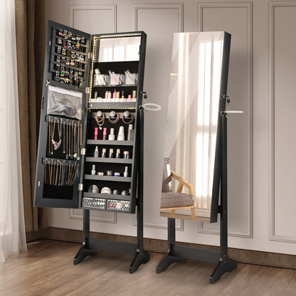Jewelry Cabinet with Full Length Mirror and LED Lights