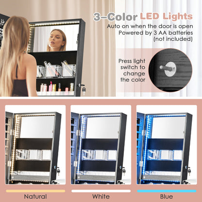 Jewelry Cabinet with Full Length Mirror and LED Lights