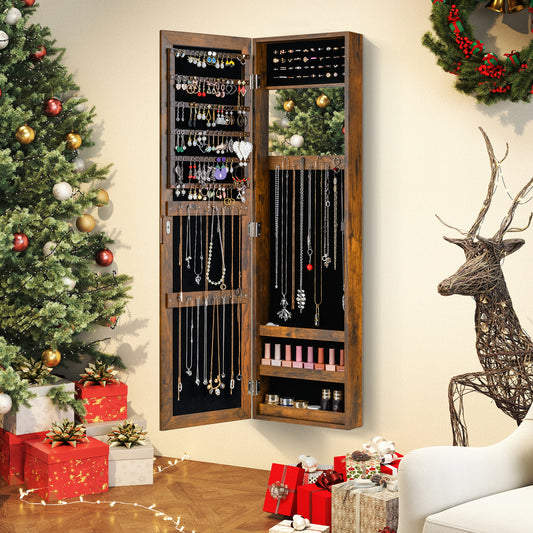Full Length Mirror Jewelry Cabinet with Wall Mount