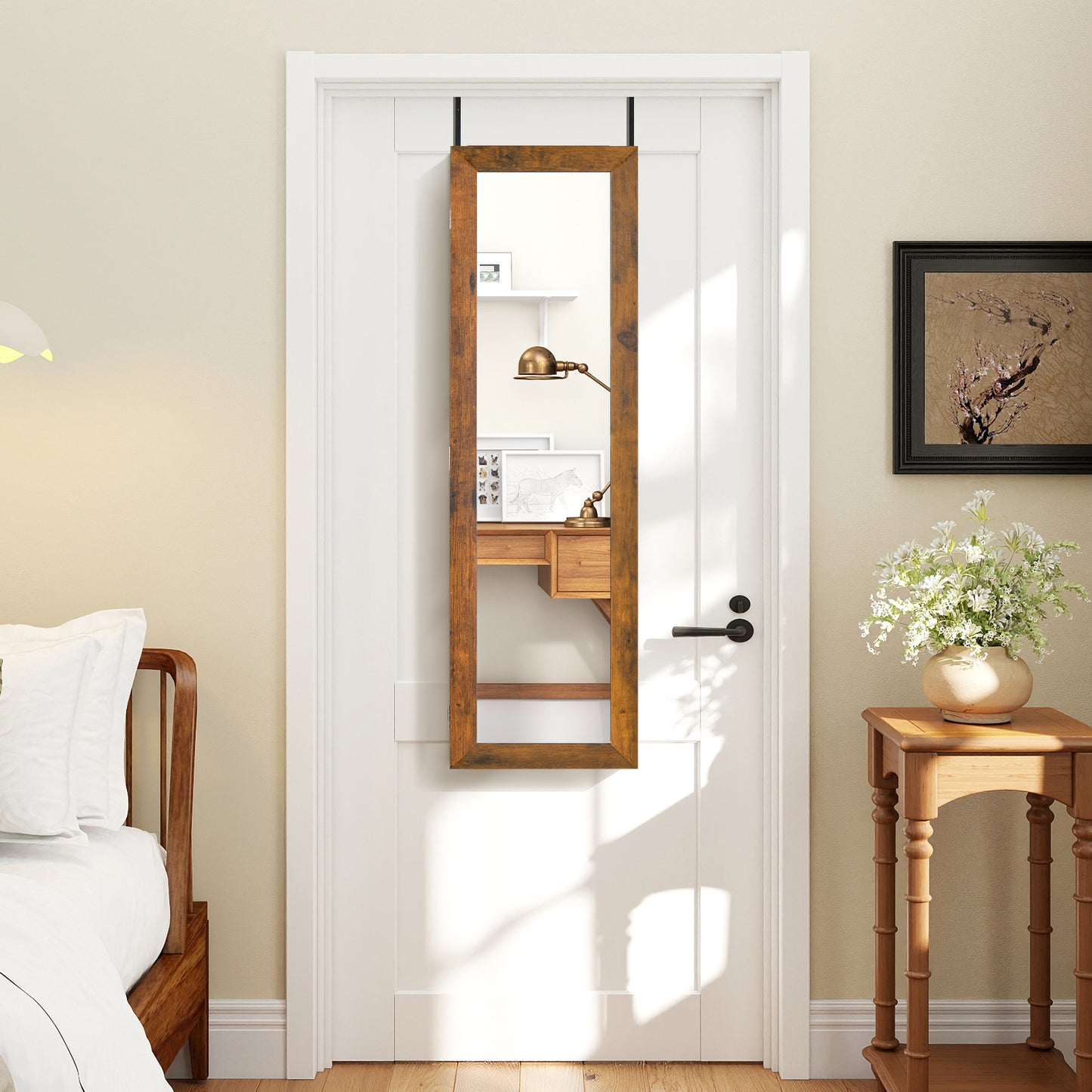 Full Length Mirror Jewelry Cabinet with Wall Mount