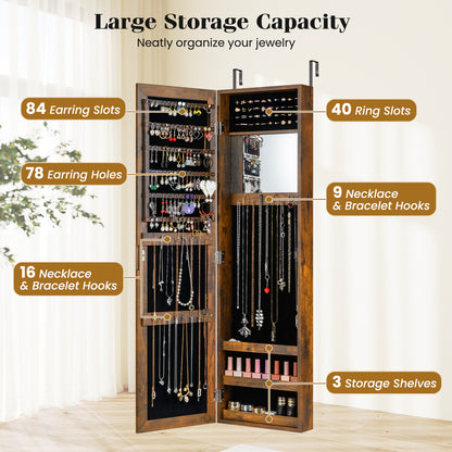 Full Length Mirror Jewelry Cabinet with Wall Mount
