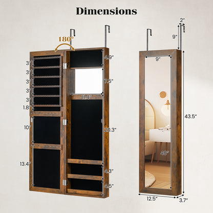 Full Length Mirror Jewelry Cabinet with Wall Mount
