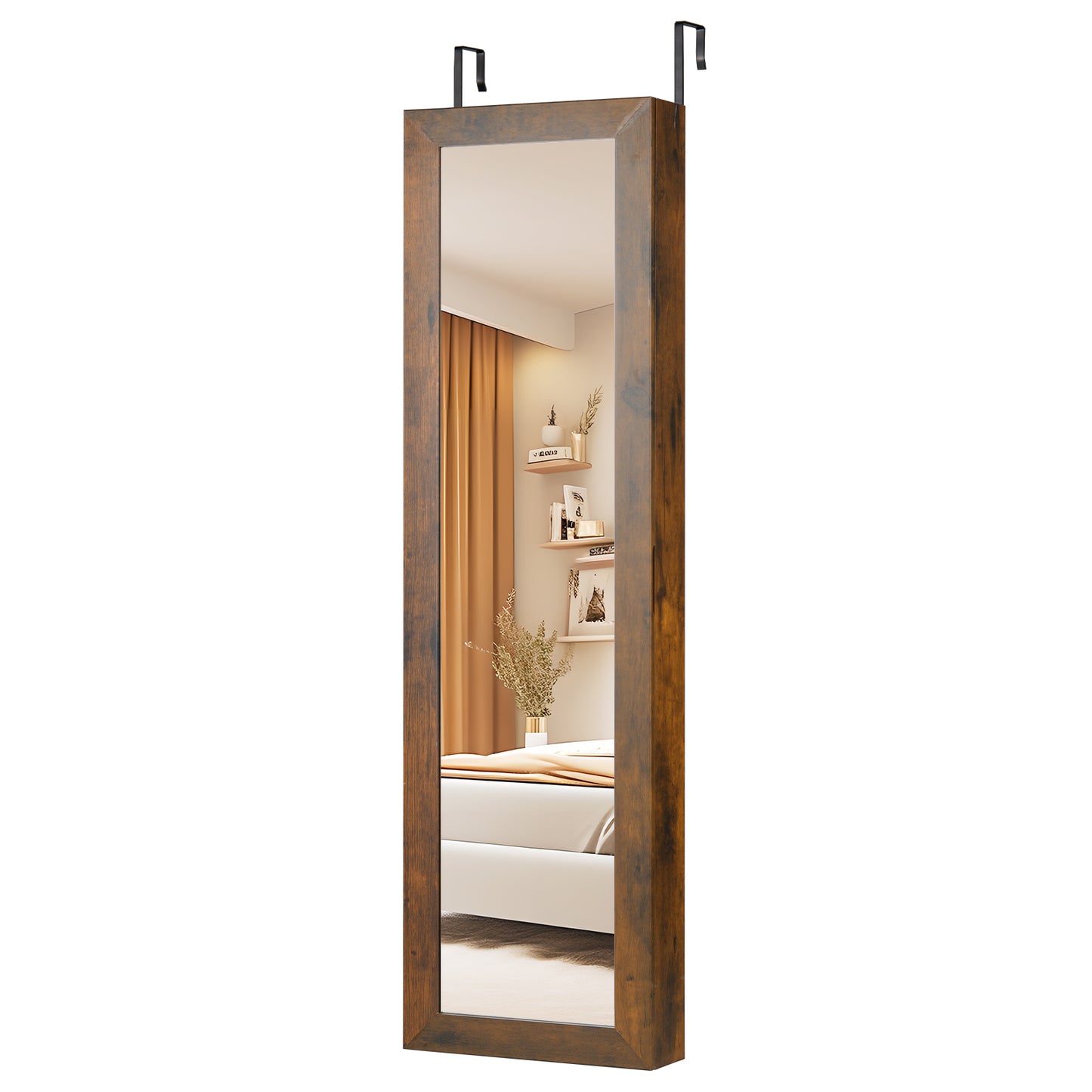 Full Length Mirror Jewelry Cabinet with Wall Mount