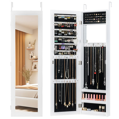 Full Length Mirror Jewelry Cabinet with Wall Mount