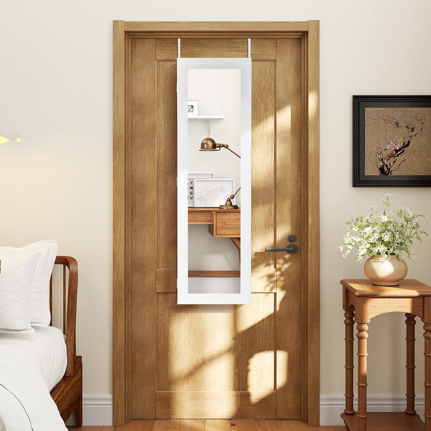 Full Length Mirror Jewelry Cabinet with Wall Mount