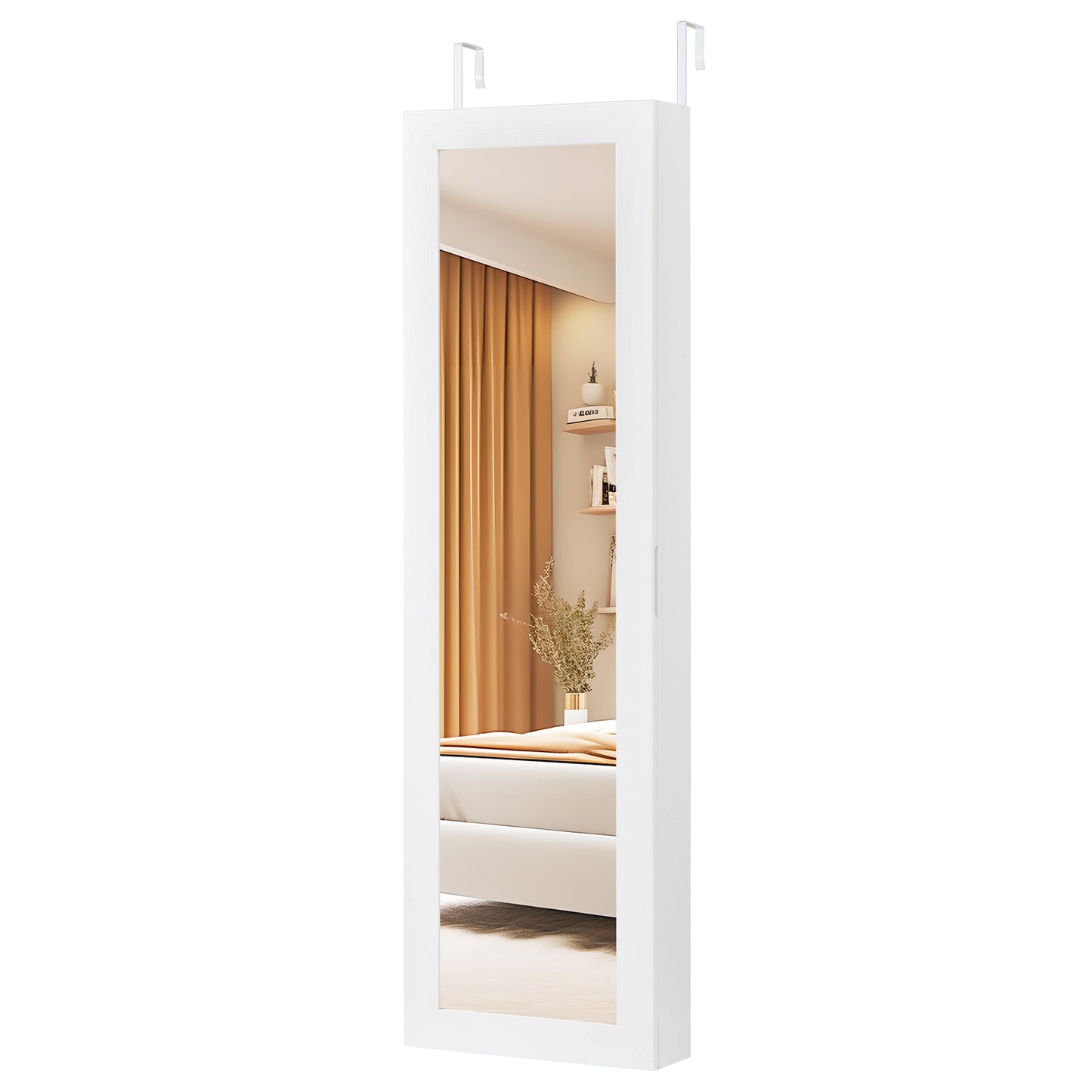 Full Length Mirror Jewelry Cabinet with Wall Mount