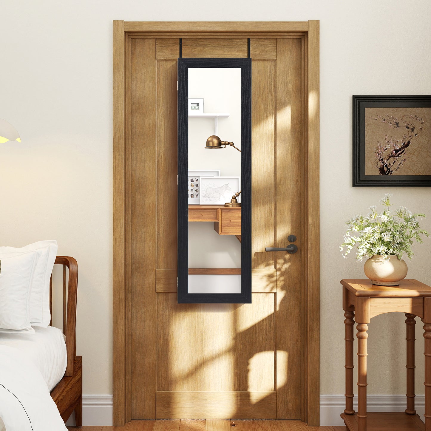 Full Length Mirror Jewelry Cabinet with Wall Mount