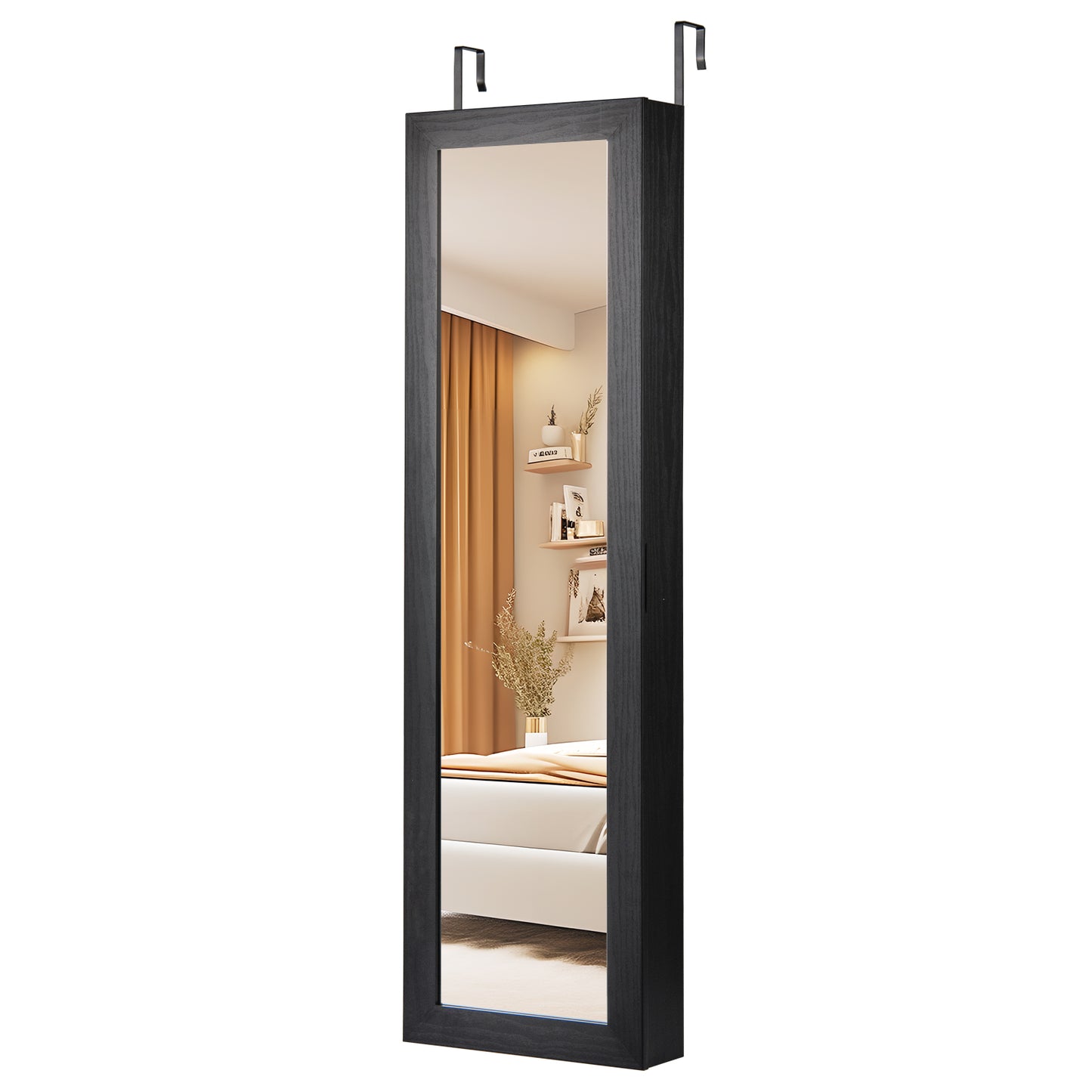 Full Length Mirror Jewelry Cabinet with Wall Mount