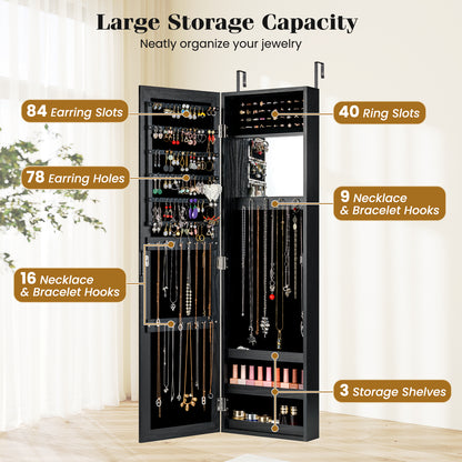 Full Length Mirror Jewelry Cabinet with Wall Mount