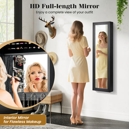 Full Length Mirror Jewelry Cabinet with Wall Mount