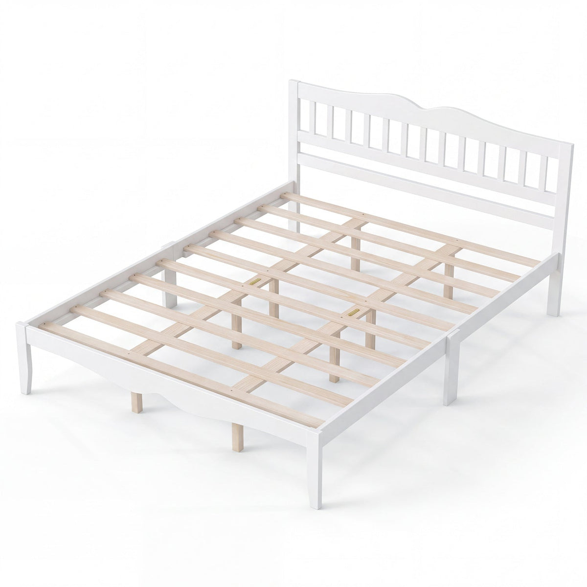 Full/Queen Platform Bed Frame with Scalloped Headboard