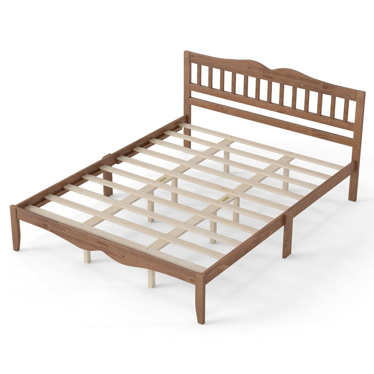 Full/Queen Platform Bed Frame with Scalloped Headboard