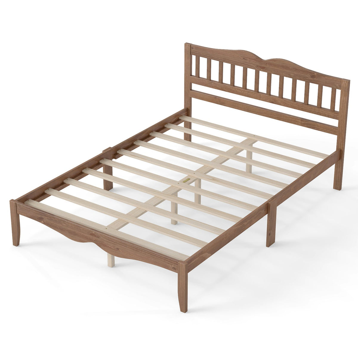 Full/Queen Platform Bed Frame with Scalloped Headboard