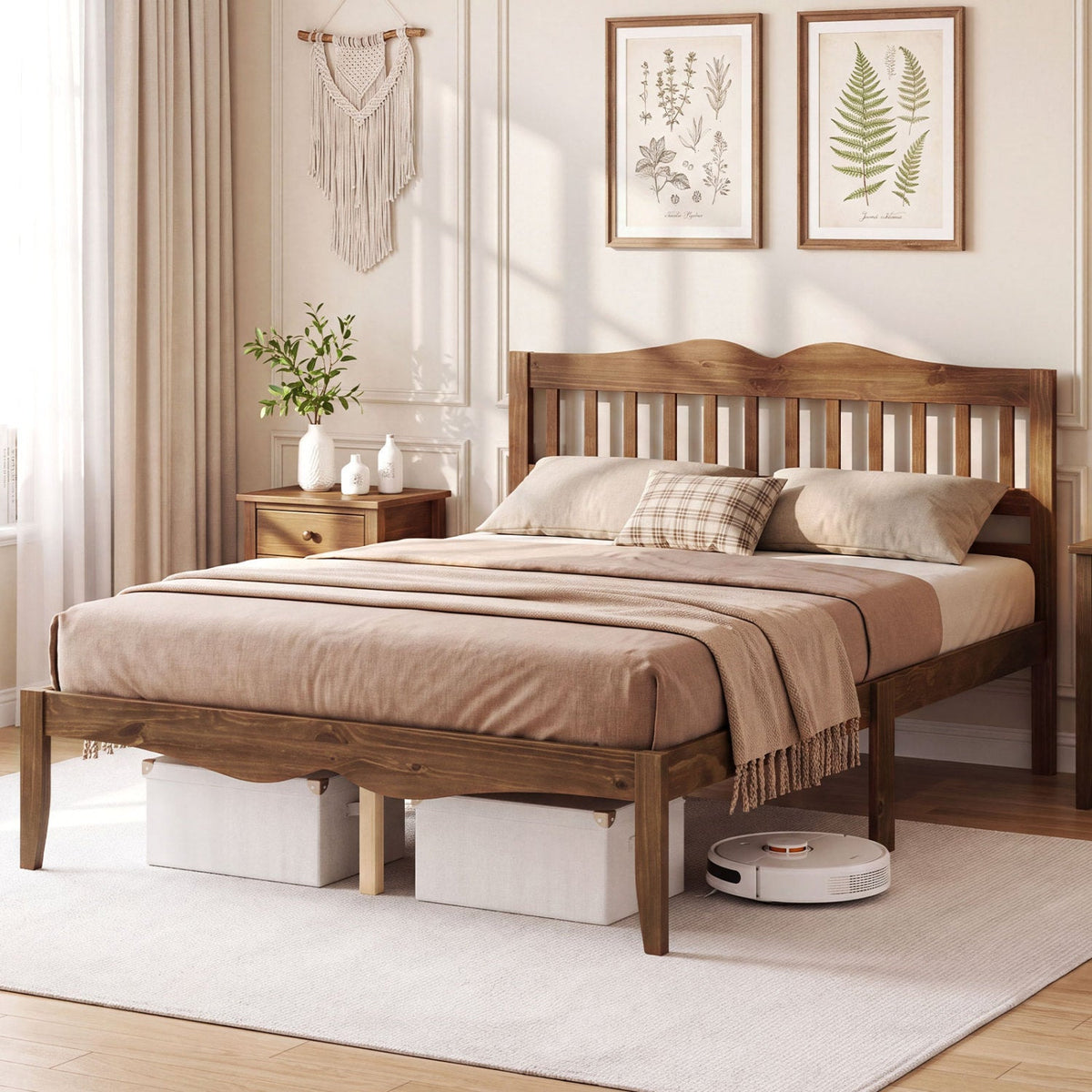 Full/Queen Platform Bed Frame with Scalloped Headboard
