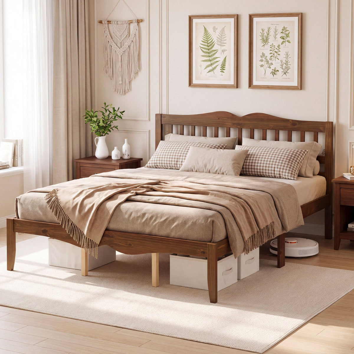Full/Queen Platform Bed Frame with Scalloped Headboard
