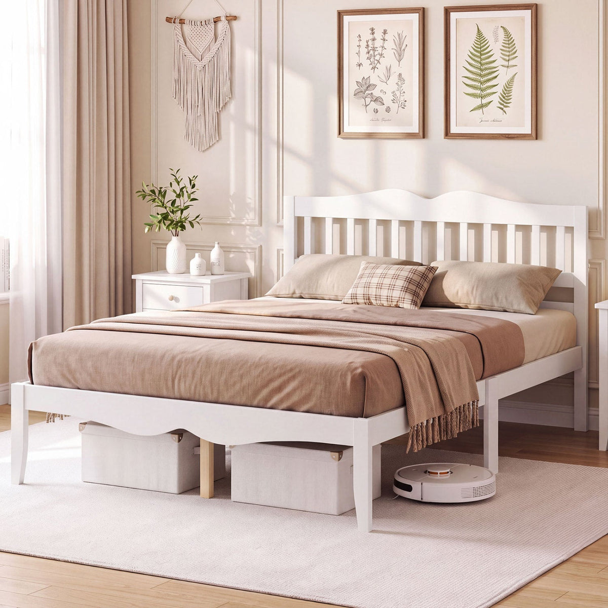 Full/Queen Platform Bed Frame with Scalloped Headboard