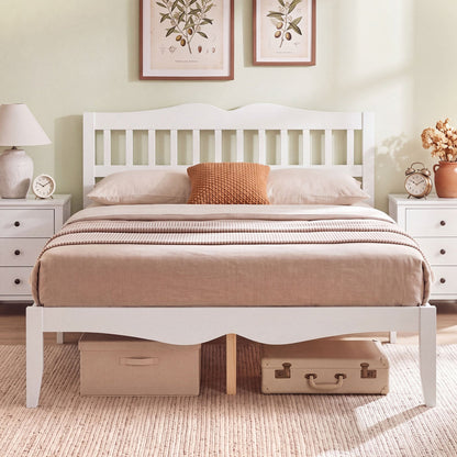 Full/Queen Platform Bed Frame with Scalloped Headboard