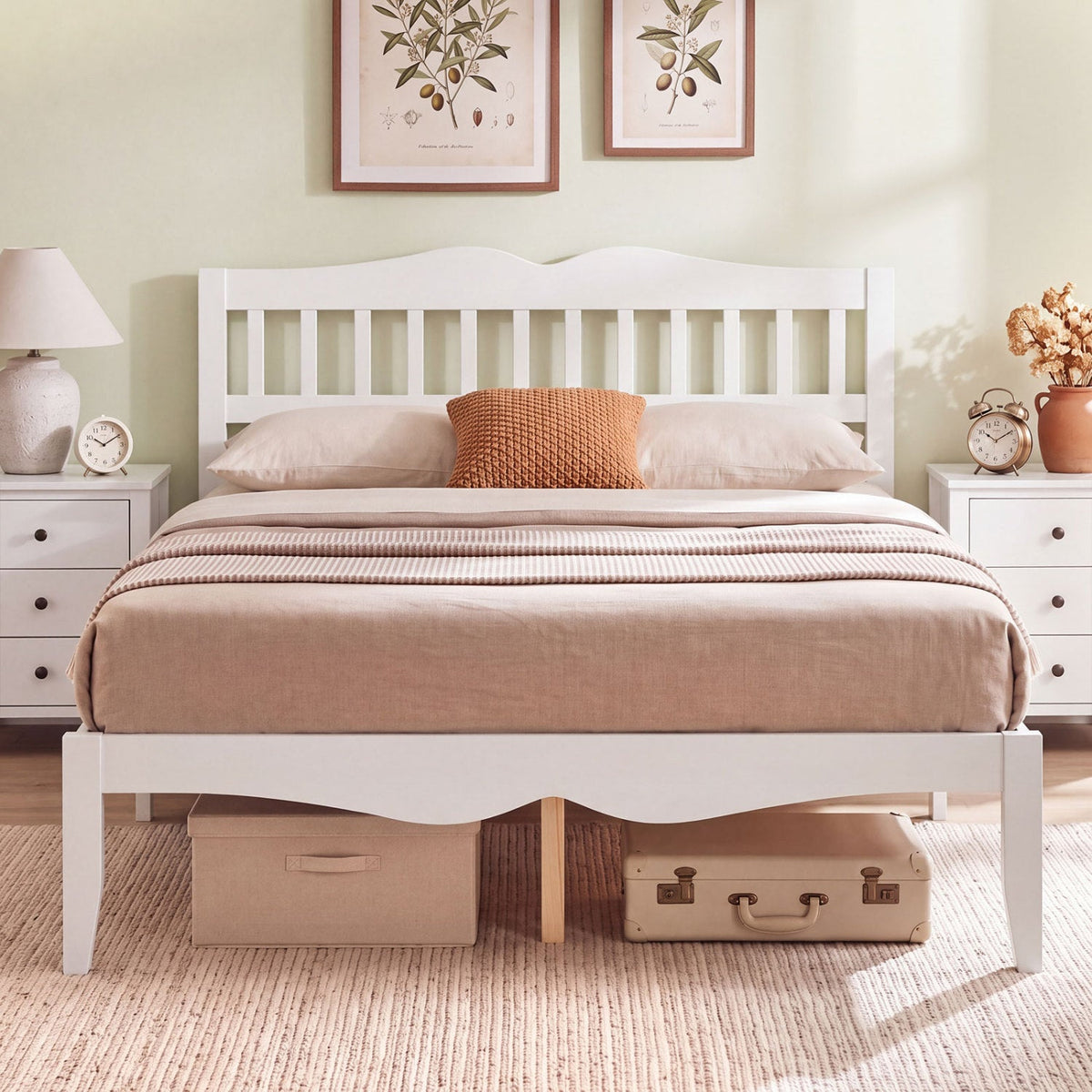 Full/Queen Platform Bed Frame with Scalloped Headboard