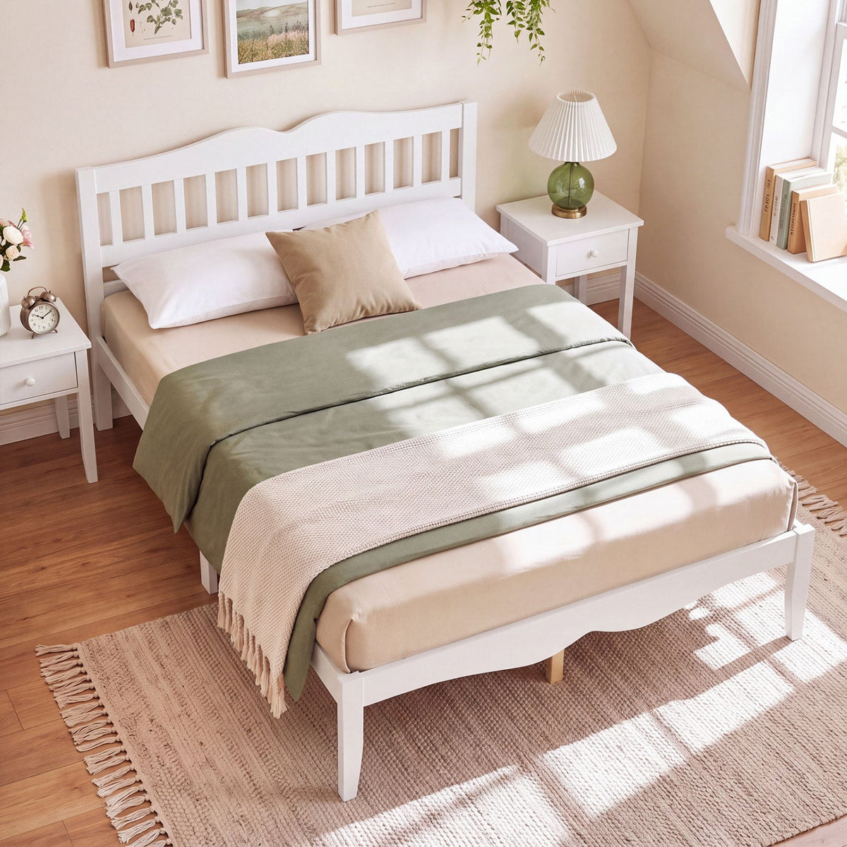Full/Queen Platform Bed Frame with Scalloped Headboard