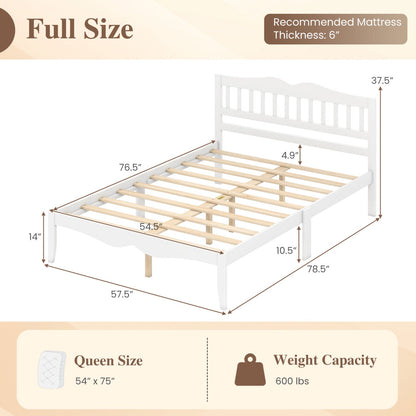 Full/Queen Platform Bed Frame with Scalloped Headboard