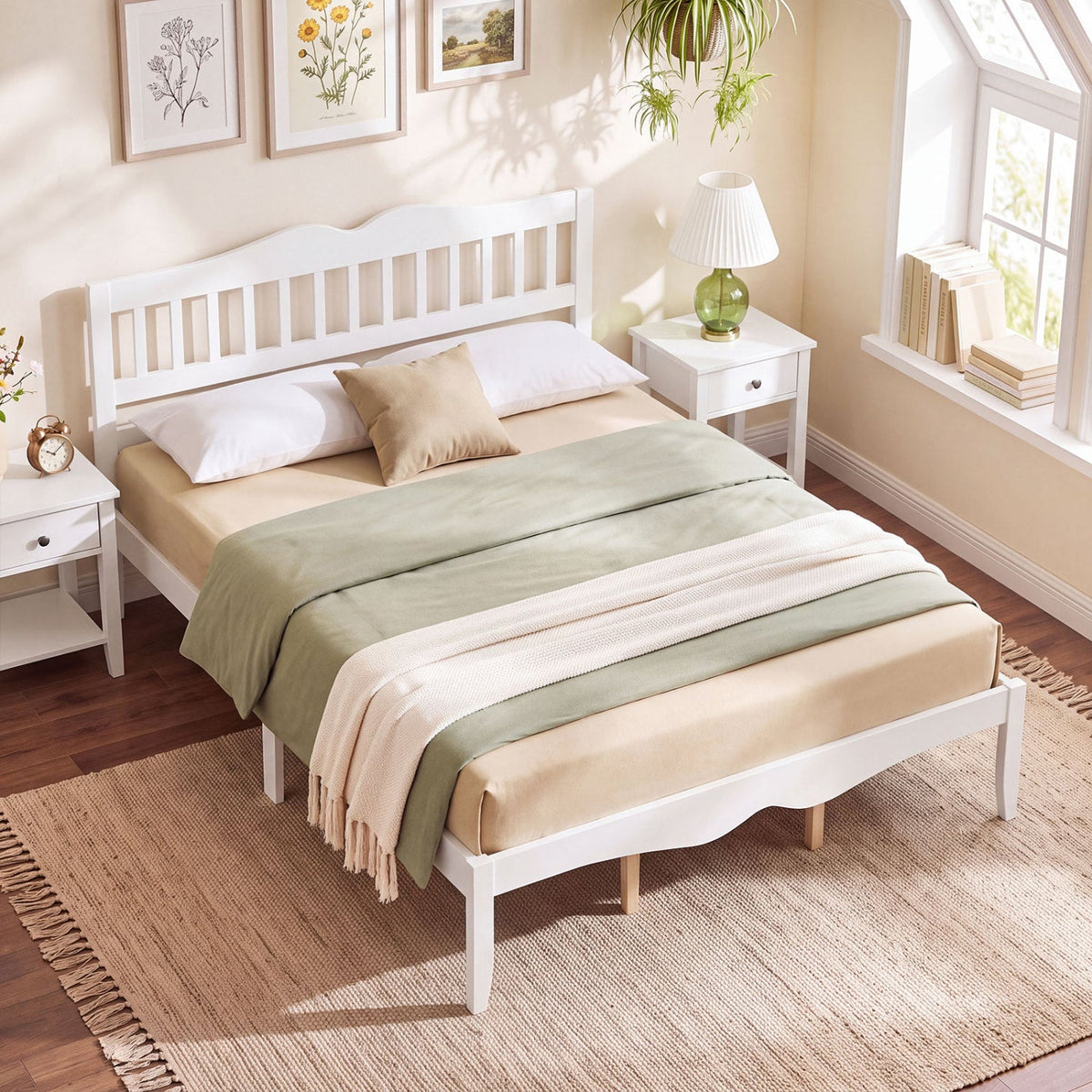 Full/Queen Platform Bed Frame with Scalloped Headboard