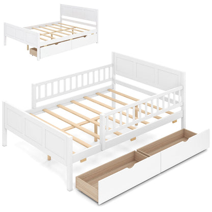 Full Size Platform Bed Frame with Detachable Guardrails
