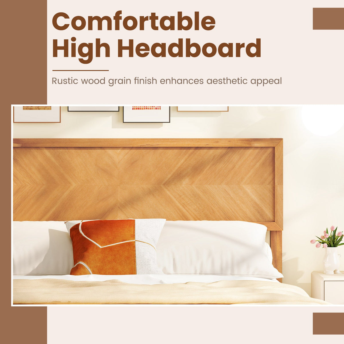 Twin/Full/Queen Size Bed Frame with Headboard and Storage Space