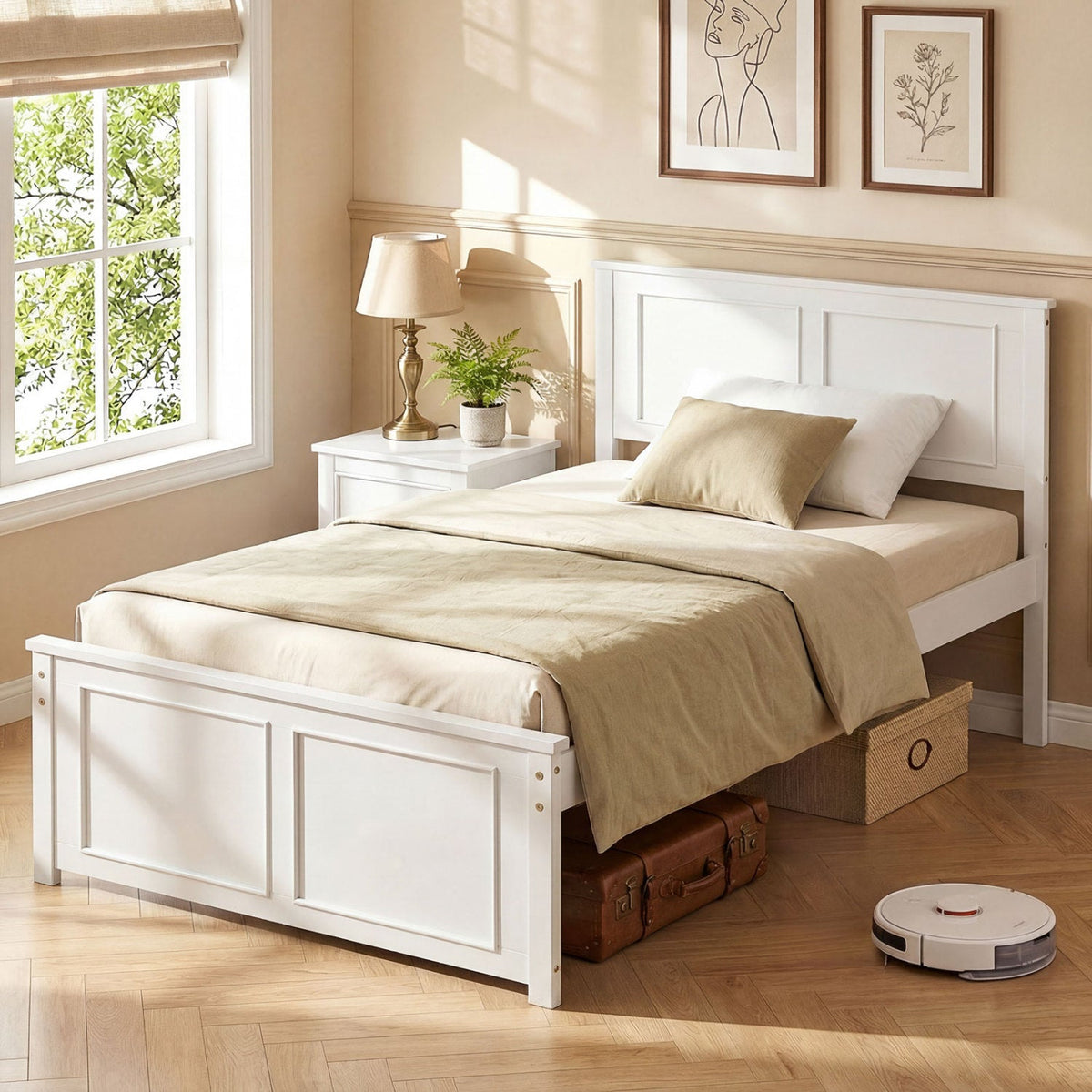 Twin Size Platform Bed Frame with Headboard
