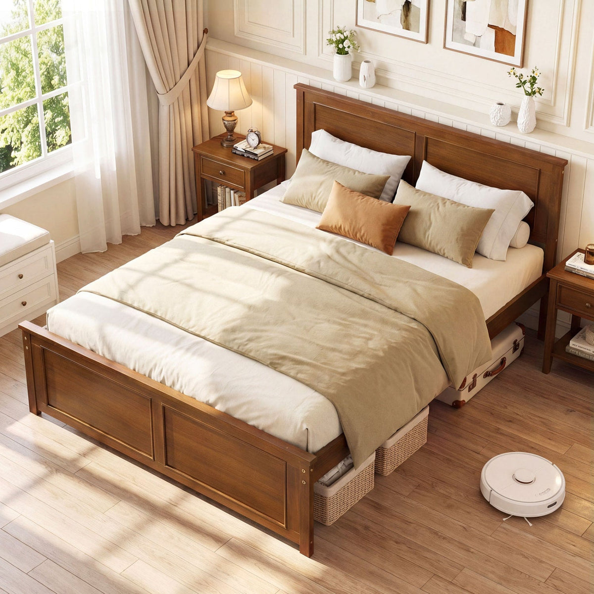 Twin Size Wooden Platform Bed Frame with Headboard