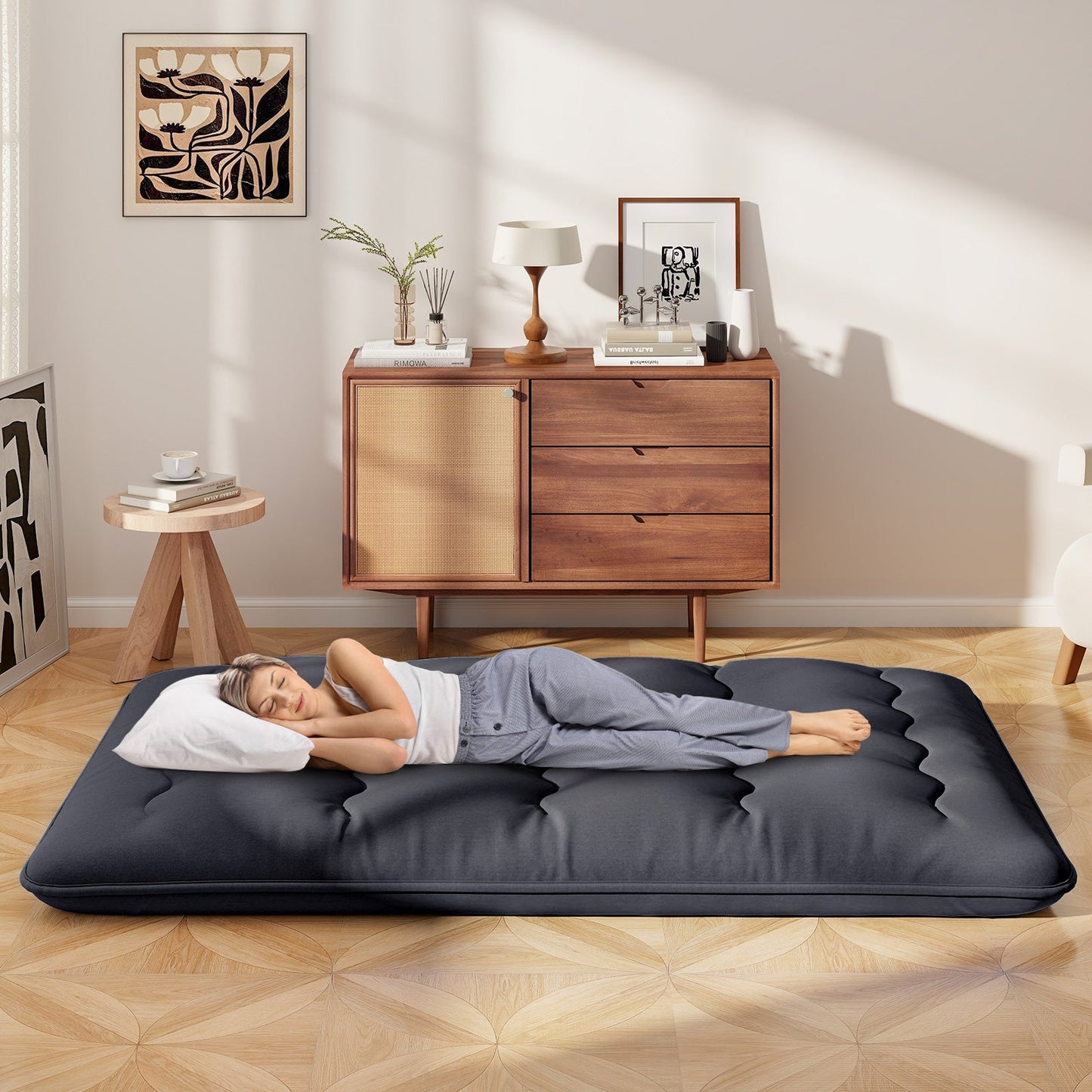 Futon Mattress with Washable Cover and Foldable Mat