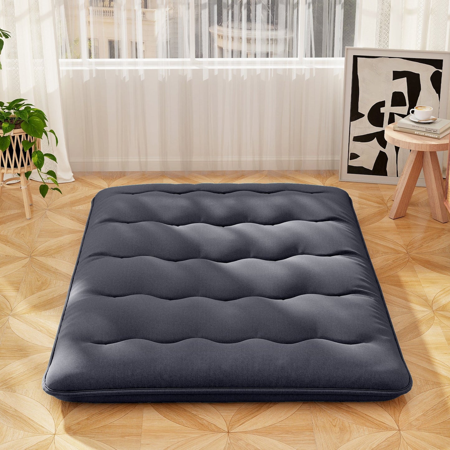 Futon Mattress with Washable Cover and Foldable Mat