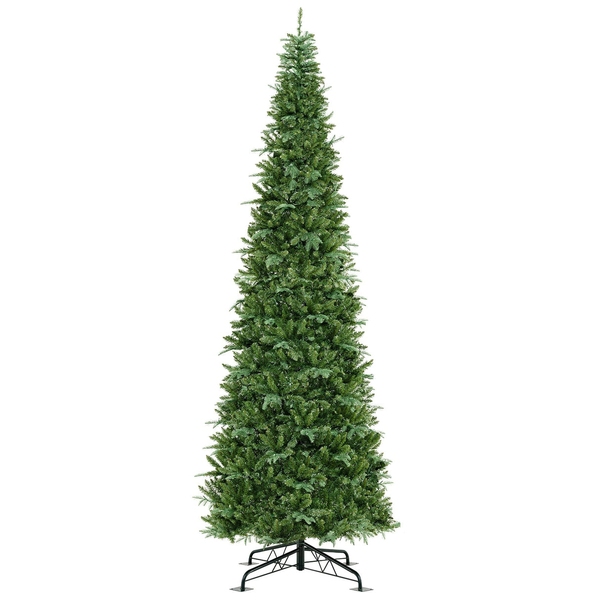 12 Feet Tall Prelit Hinged Artificial Christmas Tree with 2517 PVC PE Branch Tips