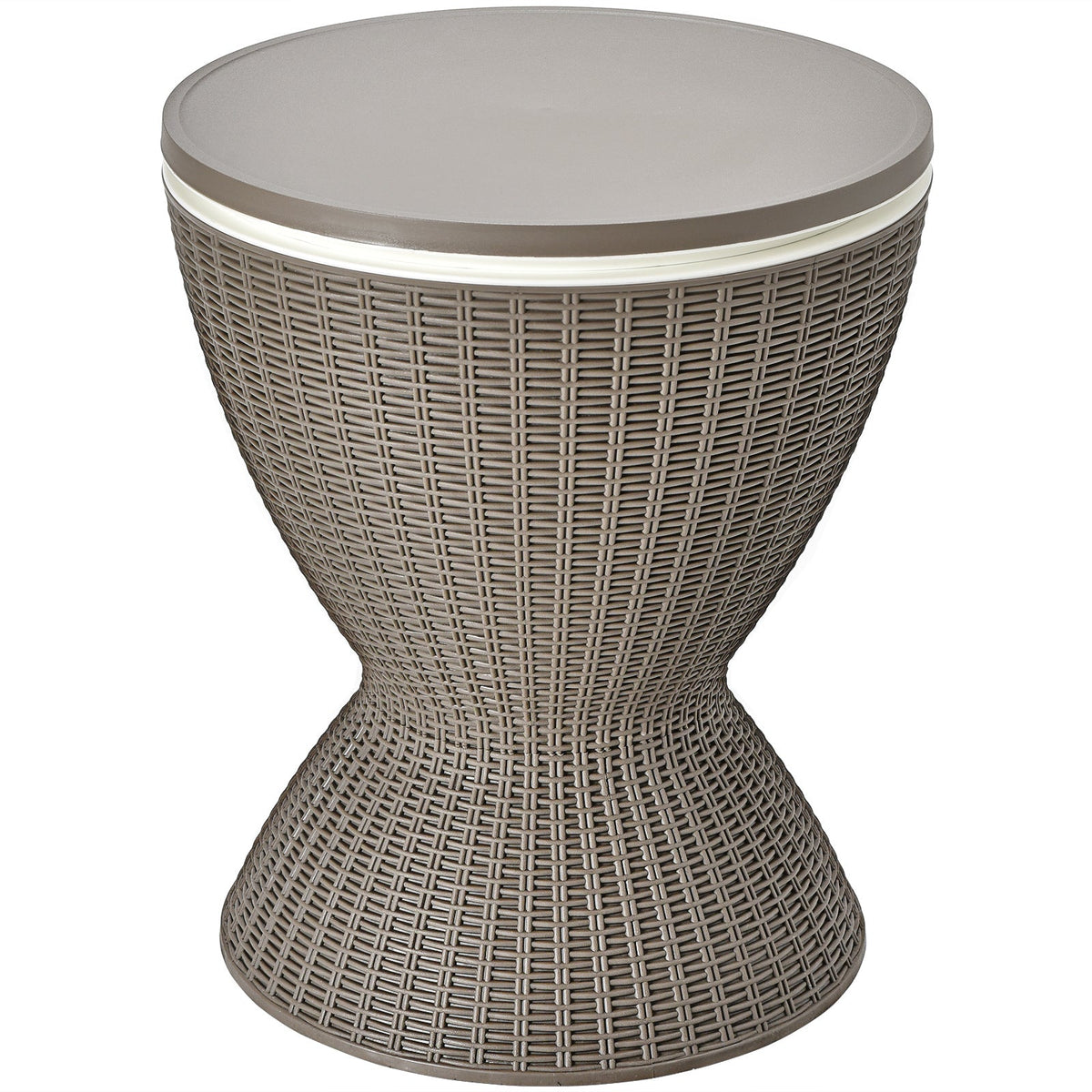 3 in 1 8 Gallon Patio Rattan Cooler Bar Table with Adjust Ice Bucket-Black