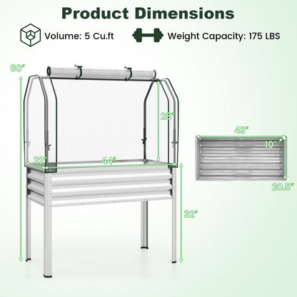 Galvanized Raised Garden Bed with Legs and Greenhouse Cover for Vegetable Flower